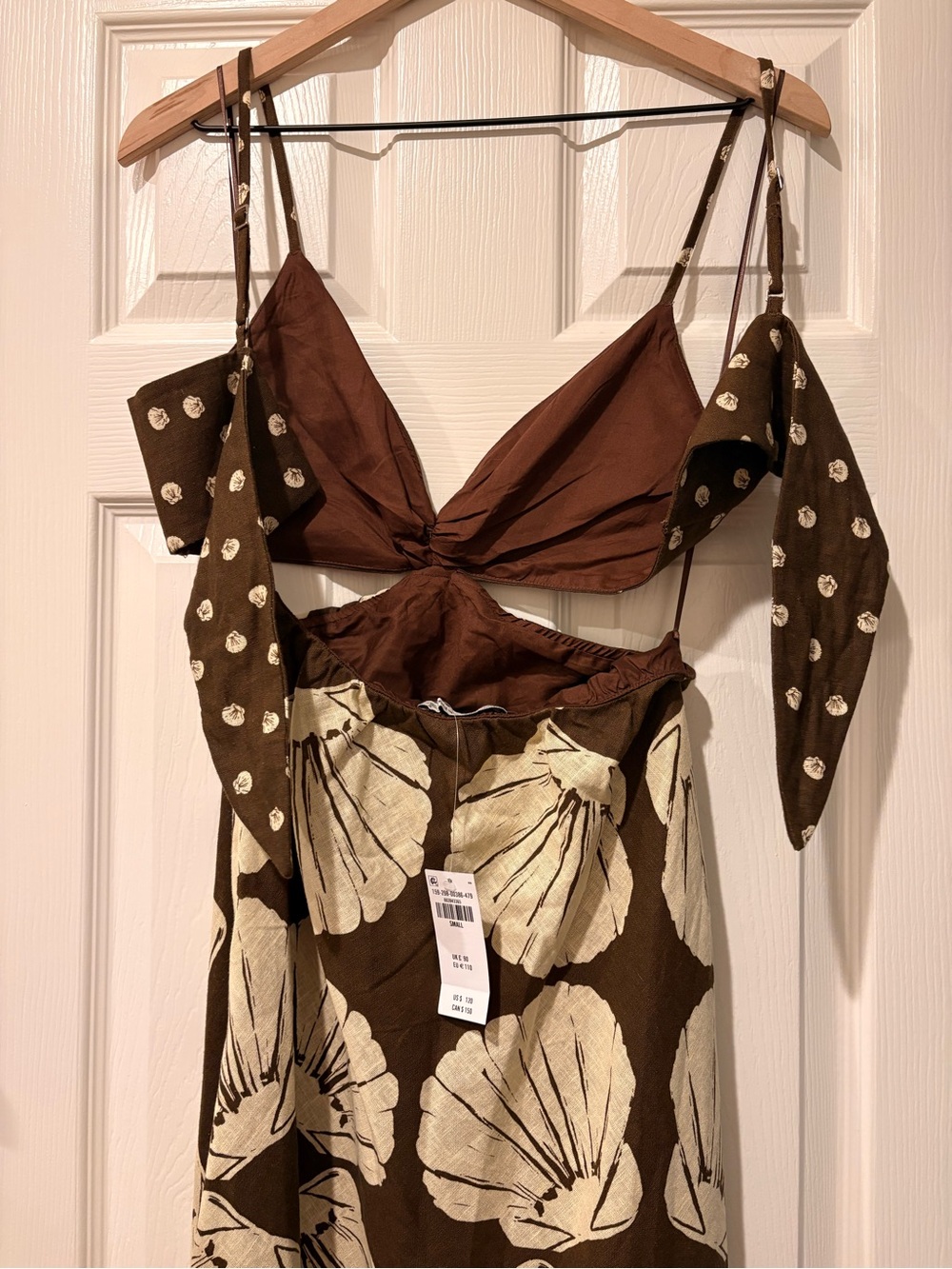 NWT Abercrombie & Fitch Brown Shell-Print Maxi Dress - Picture 6 of 8